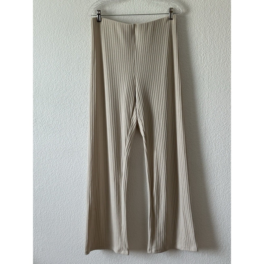 Truth By Republic Pants Brown Rib Knit Elastic Waist Flare Womens Large Comfort